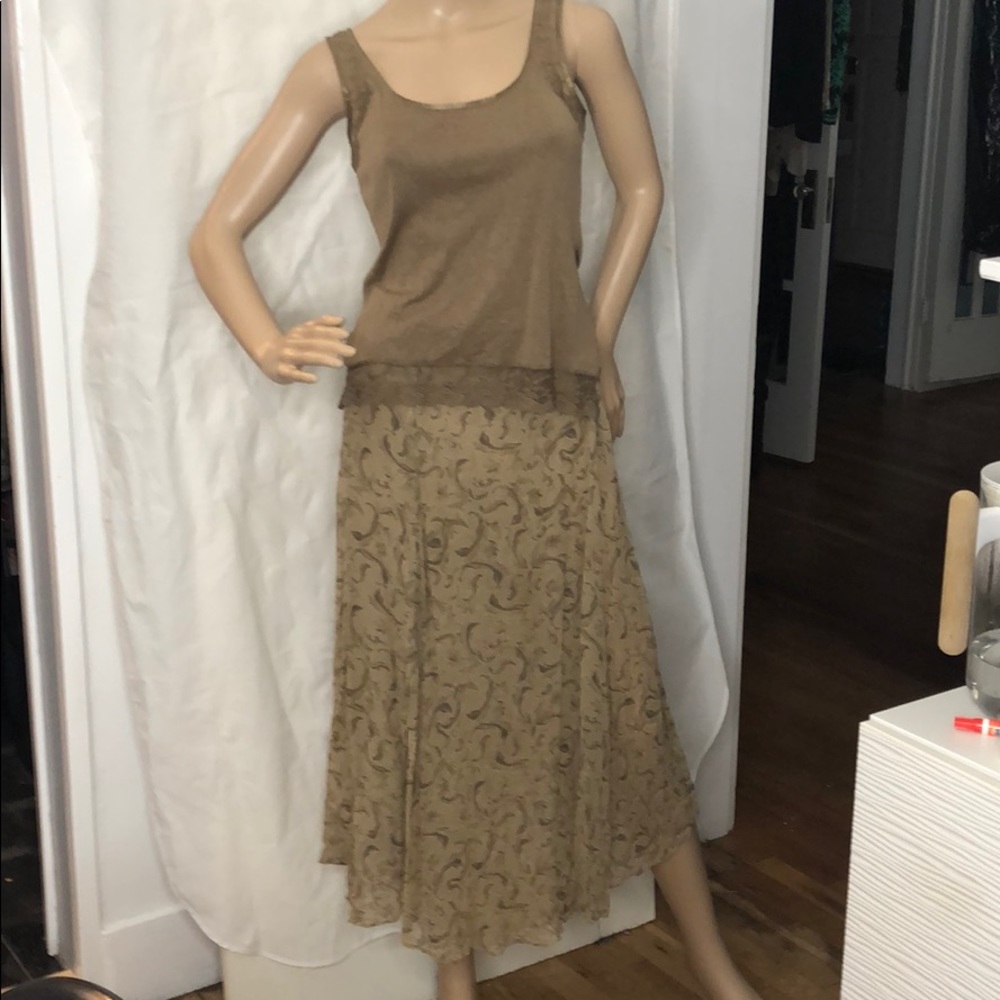 Beautiful vintage Hippie silk skirt & tank Banana